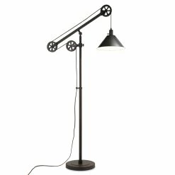 Cheapest 👏 Allora 70" Pulley Metal Black Bronze And Metal Shade Floor Lamp 👍 -Henn&Hart shop 2575701 2 L