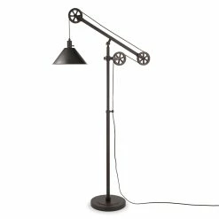 Cheapest 👏 Allora 70" Pulley Metal Black Bronze And Metal Shade Floor Lamp 👍 -Henn&Hart shop 2575701 6 L