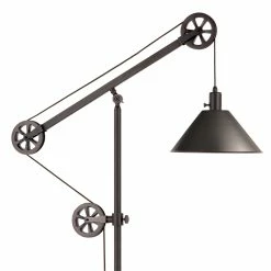 Cheapest 👏 Allora 70" Pulley Metal Black Bronze And Metal Shade Floor Lamp 👍 -Henn&Hart shop 2575701 8 L