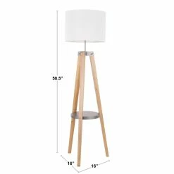 Best reviews of 🧨 Lumisource Compass Mid-Century Wood And Fabric Shelf Floor Lamp In Natural/Black 💯 -Henn&Hart shop 2578805 10 L