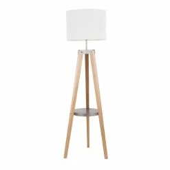 Best reviews of 🧨 Lumisource Compass Mid-Century Wood And Fabric Shelf Floor Lamp In Natural/Black 💯 -Henn&Hart shop 2578805 2 L