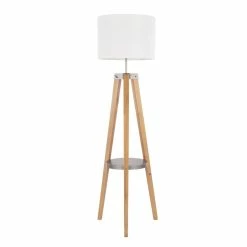 Best reviews of 🧨 Lumisource Compass Mid-Century Wood And Fabric Shelf Floor Lamp In Natural/Black 💯 -Henn&Hart shop 2578805 3 L