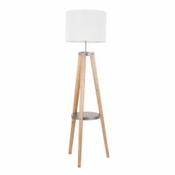 Best reviews of 🧨 Lumisource Compass Mid-Century Wood And Fabric Shelf Floor Lamp In Natural/Black 💯 -Henn&Hart shop 2578805 4 L