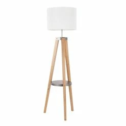Best reviews of 🧨 Lumisource Compass Mid-Century Wood And Fabric Shelf Floor Lamp In Natural/Black 💯 -Henn&Hart shop 2578805 5 L