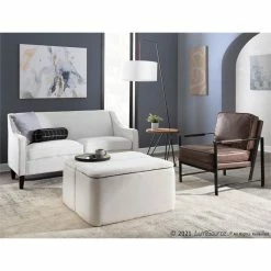 Best deal 😍 Lumisource Stork Mid-Century Metal Fabric And Wood Floor Lamp In White/Walnut 😀 -Henn&Hart shop 2578937 5 L