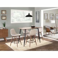 Best deal 😍 Lumisource Stork Mid-Century Metal Fabric And Wood Floor Lamp In White/Walnut 😀 -Henn&Hart shop 2578937 6 L