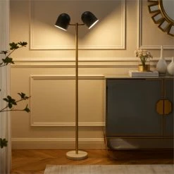 Deals 👏 Posh Living Kaylei Floor Lamp 6ft Power Cord Foot Switch 2 Lights Black ✔️ -Henn&Hart shop 2620059 2 L