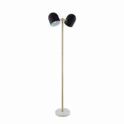 Deals 👏 Posh Living Kaylei Floor Lamp 6ft Power Cord Foot Switch 2 Lights Black ✔️ -Henn&Hart shop 2620059 3 L