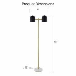 Deals 👏 Posh Living Kaylei Floor Lamp 6ft Power Cord Foot Switch 2 Lights Black ✔️ -Henn&Hart shop 2620059 8 L