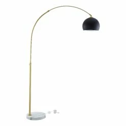 Cheap 👏 Posh Living Lillia Floor Lamp 6ft Power Cord Marble Stone Base Black 😍