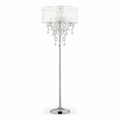 Cheapest 🔥 HomeRoots 'Glam Silver Faux Crystal Floor Lamp With See Thru Shade 🤩