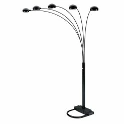 Cheapest 😉 HomeRoots '84" Black Five Light Arc Floor Lamp With Black Dome Shade 🔥 -Henn&Hart shop 2623129 1 L