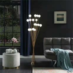 Buy 😀 HomeRoots '62" Golden Chrome Contemporary Multi Light LED Floor Lamp 😍 -Henn&Hart shop 2623469 8 L