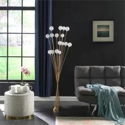 Buy 😀 HomeRoots '62" Golden Chrome Contemporary Multi Light LED Floor Lamp 😍 -Henn&Hart shop 2623469 9 L