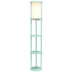 Cheap 🤩 All The Rages Simple Designs 62.5" Round Etagere Organizer Floor Lamp - 2 USB 1 Outlet - Aqua 🔔 -Henn&Hart shop 2623629 1 L