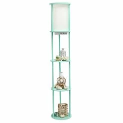 Cheap 🤩 All The Rages Simple Designs 62.5" Round Etagere Organizer Floor Lamp - 2 USB 1 Outlet - Aqua 🔔 -Henn&Hart shop 2623629 12 L