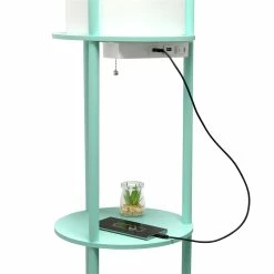Cheap 🤩 All The Rages Simple Designs 62.5" Round Etagere Organizer Floor Lamp - 2 USB 1 Outlet - Aqua 🔔 -Henn&Hart shop 2623629 7 L