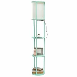 Cheap 🤩 All The Rages Simple Designs 62.5" Round Etagere Organizer Floor Lamp - 2 USB 1 Outlet - Aqua 🔔 -Henn&Hart shop 2623629 8 L