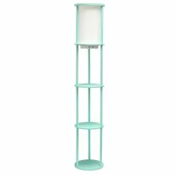 Cheap 🤩 All The Rages Simple Designs 62.5" Round Etagere Organizer Floor Lamp - 2 USB 1 Outlet - Aqua 🔔 -Henn&Hart shop 2623629 L
