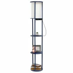 Best Sale ✔️ All The Rages Simple Designs 62.5" Round Etagere Organizer Floor Lamp - 2 USB - 1 Outlet- Navy 🌟 -Henn&Hart shop 2623632 16 L