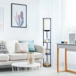 Best Sale ✔️ All The Rages Simple Designs 62.5" Round Etagere Organizer Floor Lamp - 2 USB - 1 Outlet- Navy 🌟 -Henn&Hart shop 2623632 17 L