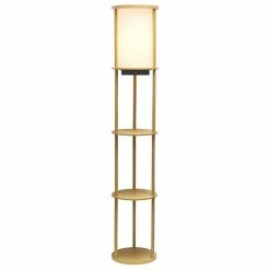 Deals 🔔 All The Rages Simple Designs 62.5" Round Etagere Organizer Floor Lamp - 2 USB - 1 Outlet - Tan 🥰 -Henn&Hart shop 2623633 2 L