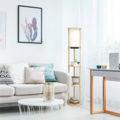 Deals 🔔 All The Rages Simple Designs 62.5" Round Etagere Organizer Floor Lamp - 2 USB - 1 Outlet - Tan 🥰 -Henn&Hart shop 2623633 5 L