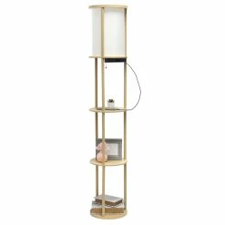 Deals 🔔 All The Rages Simple Designs 62.5" Round Etagere Organizer Floor Lamp - 2 USB - 1 Outlet - Tan 🥰 -Henn&Hart shop 2623633 6 L