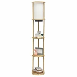 Deals 🔔 All The Rages Simple Designs 62.5" Round Etagere Organizer Floor Lamp - 2 USB - 1 Outlet - Tan 🥰 -Henn&Hart shop 2623633 7 L