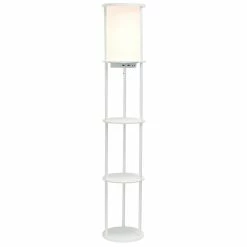 Cheap 👍 All The Rages Simple Designs 62.5" Round Etagere Organizer Floor Lamp - 2USB - 1Outlet - White 👍 -Henn&Hart shop 2623634 2 L