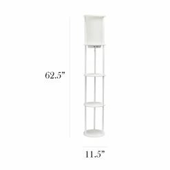 Cheap 👍 All The Rages Simple Designs 62.5" Round Etagere Organizer Floor Lamp - 2USB - 1Outlet - White 👍 -Henn&Hart shop 2623634 3 L