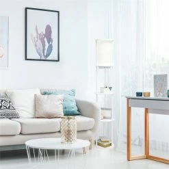 Cheap 👍 All The Rages Simple Designs 62.5" Round Etagere Organizer Floor Lamp - 2USB - 1Outlet - White 👍 -Henn&Hart shop 2623634 5 L