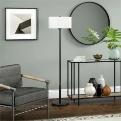 Outlet 🎉 Henn&Hart 16" Blackened Bronze Metal/Fabric Floor Lamp 😀 -Henn&Hart shop 2625152 5 L