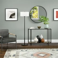 Outlet 🎉 Henn&Hart 16" Blackened Bronze Metal/Fabric Floor Lamp 😀 -Henn&Hart shop 2625152 6 L