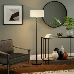 Outlet 🎉 Henn&Hart 16" Blackened Bronze Metal/Fabric Floor Lamp 😀 -Henn&Hart shop 2625152 7 L