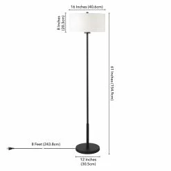 Outlet 🎉 Henn&Hart 16" Blackened Bronze Metal/Fabric Floor Lamp 😀 -Henn&Hart shop 2625152 8 L