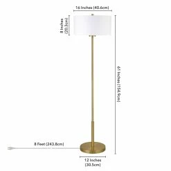 Promo 🛒 Henn&Hart 16" Brushed Brass Metal/Fabric Floor Lamp 😉 -Henn&Hart shop 2625153 12 L