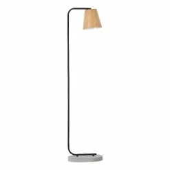 Best Pirce 👍 Renwil Ferra 1-Light Modern Steel Metal Floor Lamp In Black & Natural 🛒