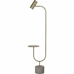 Discount 😀 Renwil Tirana 1-Light Modern Iron Metal & Concrete Floor Lamp In Brass 😉 -Henn&Hart shop 2634441 2 L