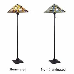 Flash Sale 😉 Chloe Lighting Mission Kinsey 2-Light Metal Floor Lamp In Blackish Bronze ✔️ -Henn&Hart shop 2637720 4 L