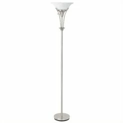 Budget ⌛ Coaster Floor Lamp With Frosted Ribbed Shade In Brushed Steel ❤️
