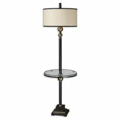 Discount 🔔 Uttermost Revolution End Table Floor Lamp In Rustic Black 😍