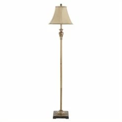 Best deal 🛒 Safavieh Polyresin Floor Lamp In Gold With Beige Shade 🔔